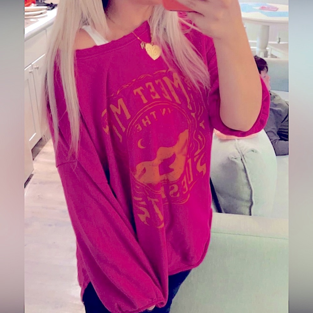 🎉SALE🎉 🆕🩷BAEVELY: ORCHID Puff Sleeve Top w/Distressed Hem MEDIUM LARGE